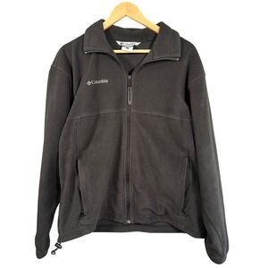 Columbia Fleece Jacket Full Zip Soft Lightweight Coat Black Mens L‎